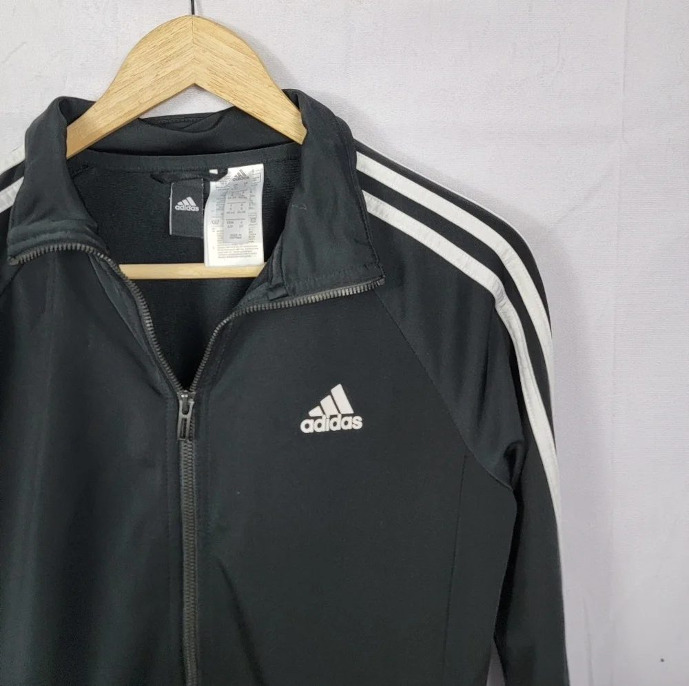 Men's Small Adidas Black Jacket with White Accents